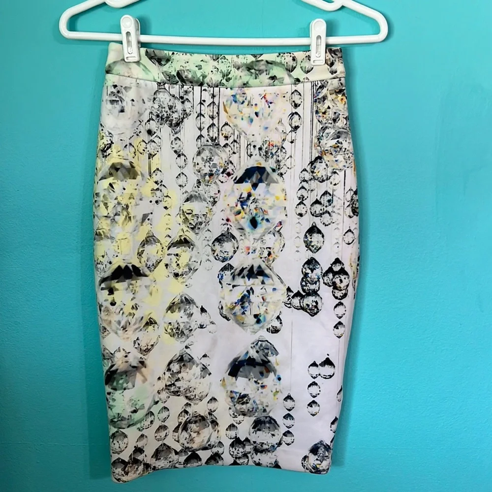 #562 Ted Baker London Floral Skirt with Exposed Zipper